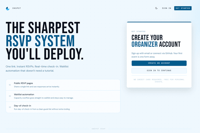 OnSpot RSVP screenshot