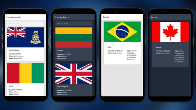 Mobile Country Flags Search screenshot